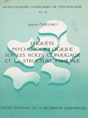 cover image of Enquête psychosociologique sur les rôles conjugaux et la structure familiale